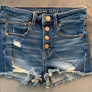 American eagle high waisted button up jean shorts